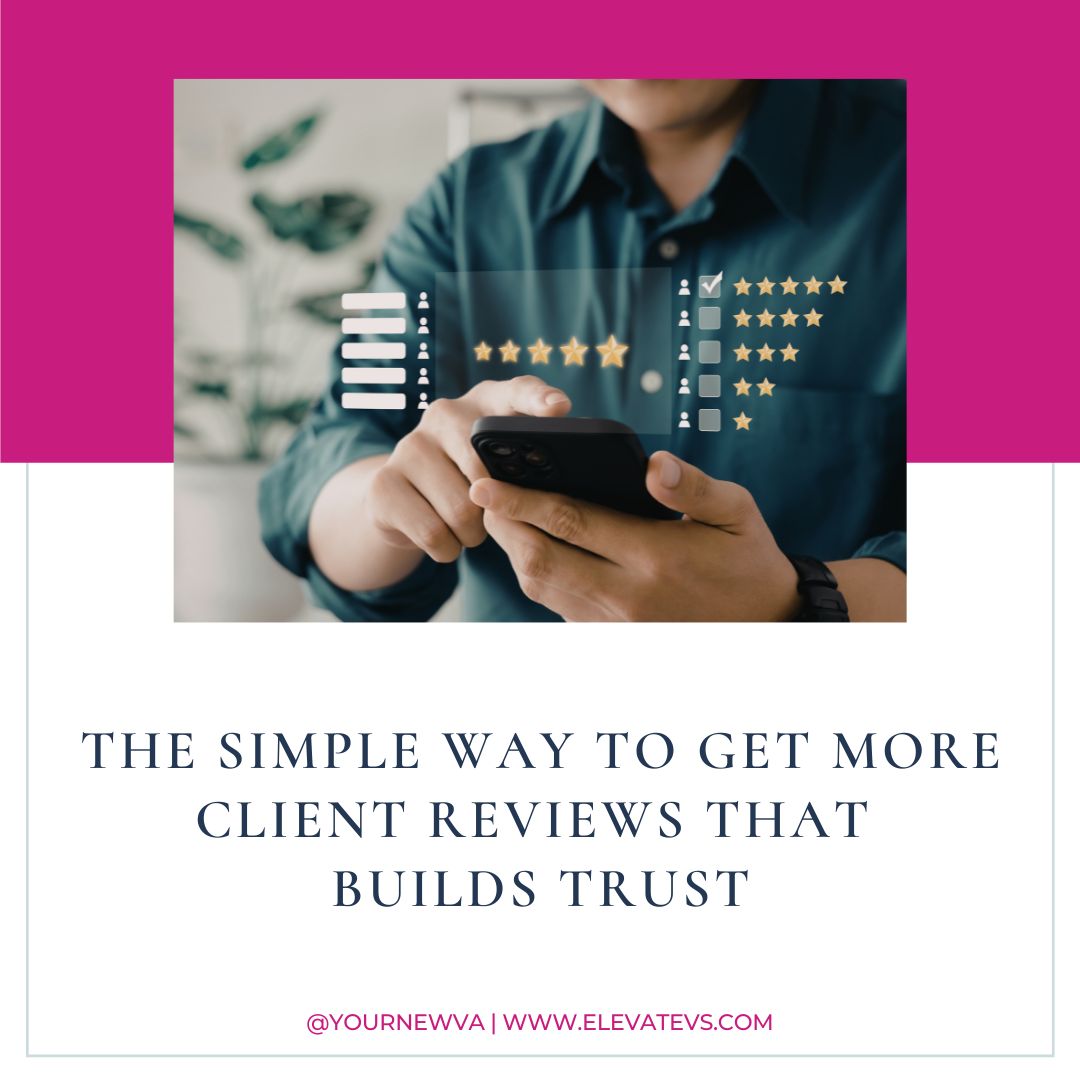 Man typing a five star client review